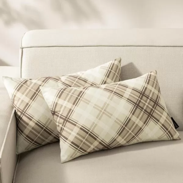 Phantoscope Buffalo Plaid Throw Pillow Covers Farmhouse Check Pillows Fall Decorative Pillow Cover Indoor Outdoor Throw Pillows Twill Square Pillow Cases for Home Decor Beige12 x 20InchesBeige