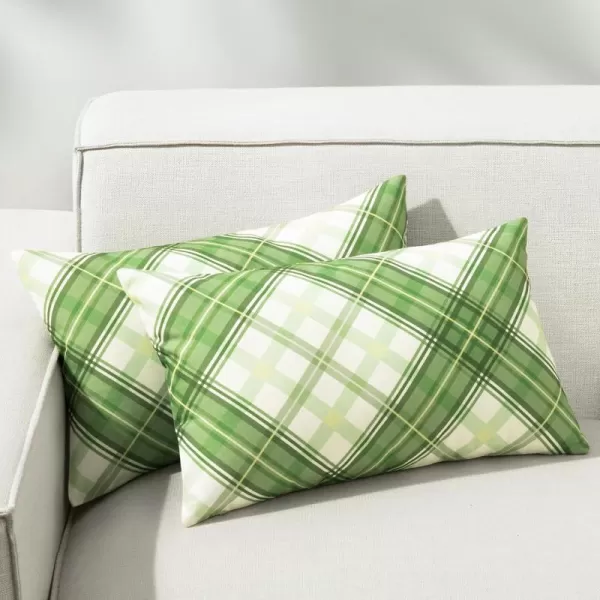 Phantoscope Buffalo Plaid Throw Pillow Covers Farmhouse Check Pillows Fall Decorative Pillow Cover Indoor Outdoor Throw Pillows Twill Square Pillow Cases for Home Decor Beige12 x 20InchesSage Green
