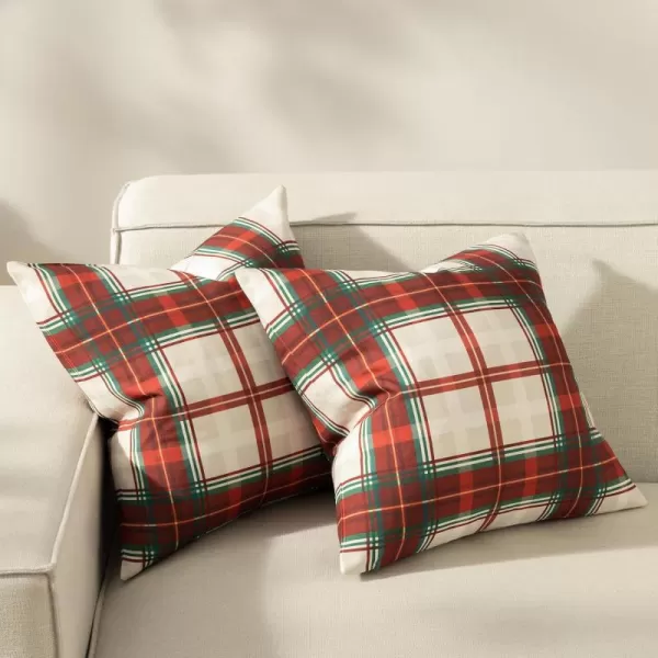 Phantoscope Buffalo Plaid Throw Pillow Covers Farmhouse Check Pillows Fall Decorative Pillow Cover Indoor Outdoor Throw Pillows Twill Square Pillow Cases for Home Decor Beige12 x 20InchesRed