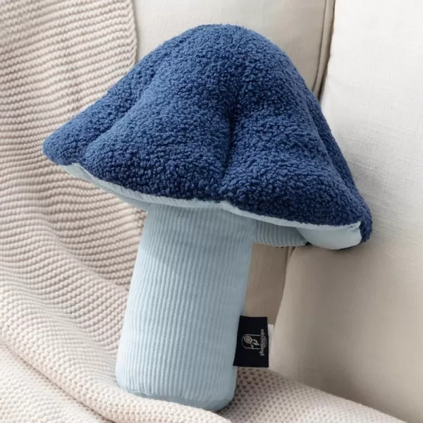 Phantoscope Mushroom Shaped Throw Pillow Teddy Fleece Soft Mushroom Decorative pillows Cute 3D shaped Cushion for Couch Sofa Bed Chair Dark Coffee16 x 14 inchesBlue