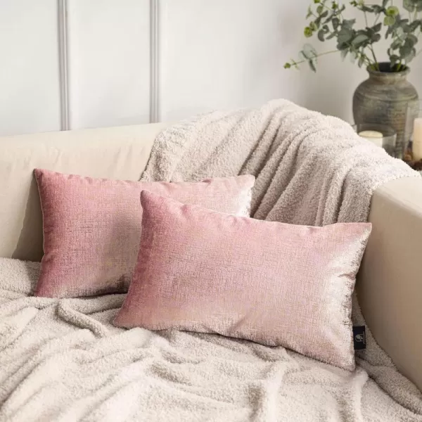Phantoscope Pack of 2 Sparkling Velvet Decorative Solid Throw Decorative Pillow Cover Soft Gold Glitter Square Cushion Cover Pillowcase for Couch Bed and Chair Gold 18 x 18 inches 45 x 45 cmLight Pink and Gold