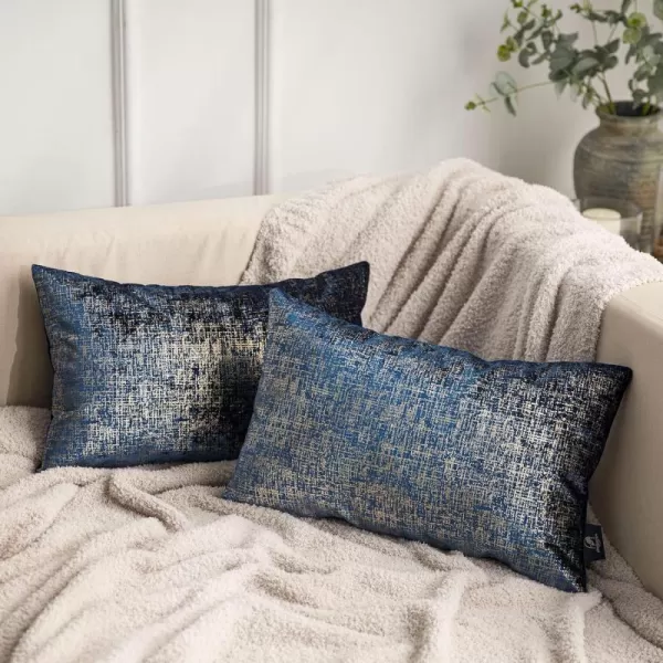 Phantoscope Pack of 2 Sparkling Velvet Decorative Solid Throw Decorative Pillow Cover Soft Gold Glitter Square Cushion Cover Pillowcase for Couch Bed and Chair Gold 18 x 18 inches 45 x 45 cmNavy Blue and Gold