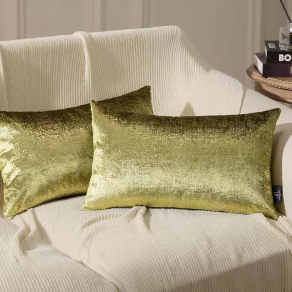 Phantoscope Pack of 2 Sparkling Velvet Decorative Solid Throw Decorative Pillow Cover Soft Gold Glitter Square Cushion Cover Pillowcase for Couch Bed and Chair Gold 18 x 18 inches 45 x 45 cmGreen and Gold