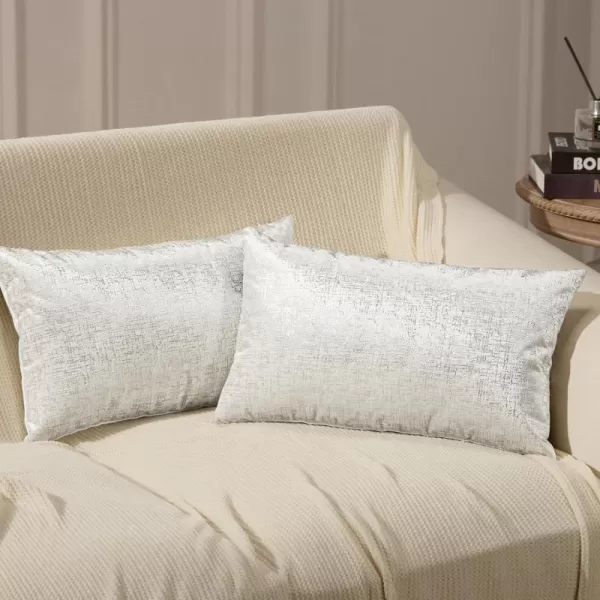 Phantoscope Pack of 2 Sparkling Velvet Decorative Solid Throw Decorative Pillow Cover Soft Gold Glitter Square Cushion Cover Pillowcase for Couch Bed and Chair Gold 18 x 18 inches 45 x 45 cmWhite and Silver
