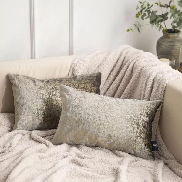 Phantoscope Pack of 2 Sparkling Velvet Decorative Solid Throw Decorative Pillow Cover Soft Gold Glitter Square Cushion Cover Pillowcase for Couch Bed and Chair Gold 18 x 18 inches 45 x 45 cmGrey and Gold