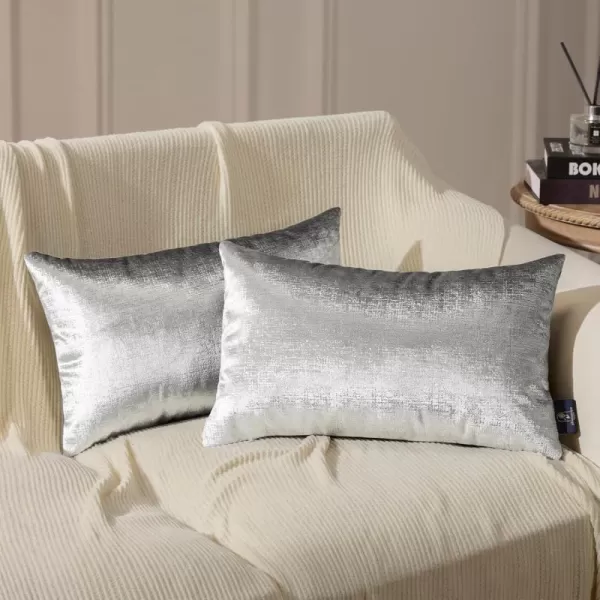 Phantoscope Pack of 2 Sparkling Velvet Decorative Solid Throw Decorative Pillow Cover Soft Gold Glitter Square Cushion Cover Pillowcase for Couch Bed and Chair Gold 18 x 18 inches 45 x 45 cmGray and Silver