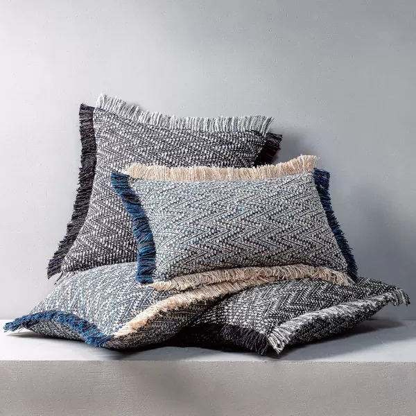 Phantoscope Decorative Boho Throw Pillow with Pillow Insert Included Hand Woven Textured Pillow Cover with Fringe Trim Modern Farmhouse Square Cushion Pillow Black 18 x 18 InchesBlack