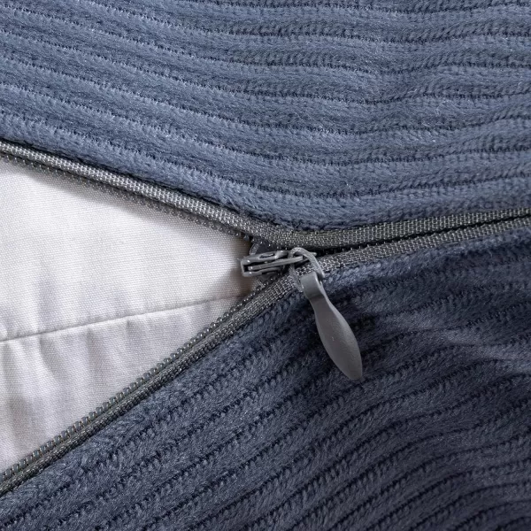 Phantoscope Pack of 2 Corduroy Pillow Covers Decorative Striped Velvet Throw Pillows with Cotton Tassels Soft Cushion Covers Pillowcases Off White 18 x 18 InchesSlate Grey