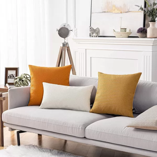 Phantoscope Pack of 2 Faux Leather Pillow Covers  Woven Leather Throw Pillows  Modern Outdoor Farmhouse Decorative Pillowcases Couch Pillows Dark Grey 18x18 InchesBurnt Orange