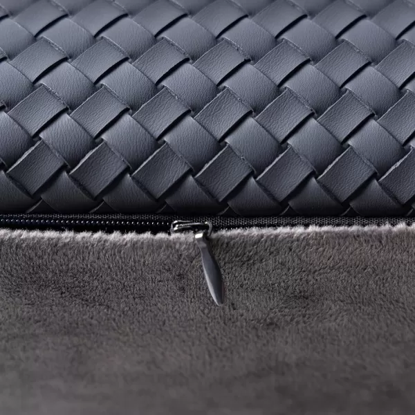 Phantoscope Pack of 2 Faux Leather Pillow Covers  Woven Leather Throw Pillows  Modern Outdoor Farmhouse Decorative Pillowcases Couch Pillows Dark Grey 18x18 InchesDark Grey