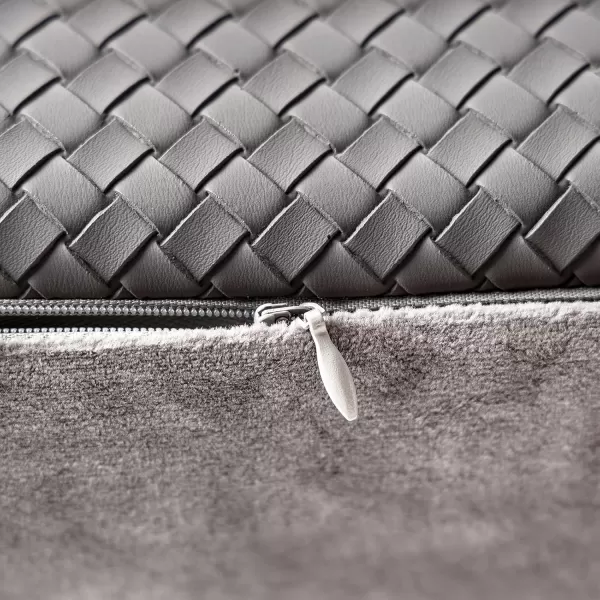 Phantoscope Pack of 2 Faux Leather Pillow Covers  Woven Leather Throw Pillows  Modern Outdoor Farmhouse Decorative Pillowcases Couch Pillows Dark Grey 18x18 InchesGrey