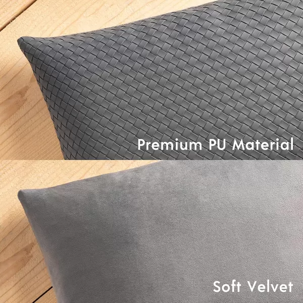 Phantoscope Pack of 2 Faux Leather Pillow Covers  Woven Leather Throw Pillows  Modern Outdoor Farmhouse Decorative Pillowcases Couch Pillows Dark Grey 18x18 InchesGrey