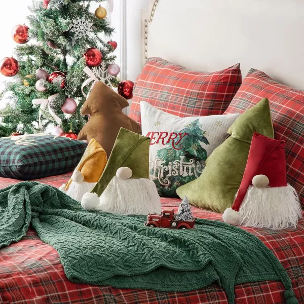 Phantoscope Pack of 2 Merry Christmas Decorative Throw Pillows Xmas Tree and Gnome Soft 3D Shaped Cushion Gold 18 x 20 ampamp 65 x 11 inchesGold