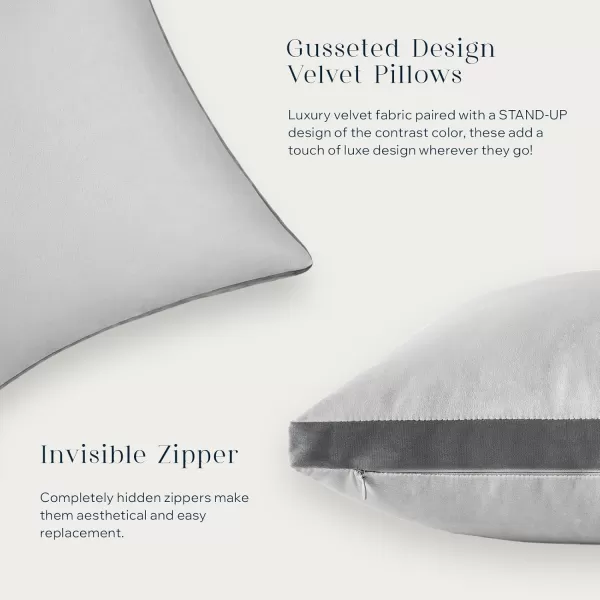 Phantoscope Pack of 2 Velvet Decorative Throw Pillow Covers DoubleSided Tassel Trimmed Design Soft Luxury Velvet Pillows Square Cushion Case for Couch Sofa Bed Brown 18 x 18 inches 45 x 45 cmLight Grey