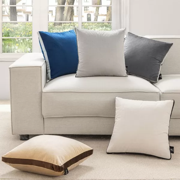 Phantoscope Pack of 2 Velvet Decorative Throw Pillow Covers DoubleSided Tassel Trimmed Design Soft Luxury Velvet Pillows Square Cushion Case for Couch Sofa Bed Brown 18 x 18 inches 45 x 45 cmDeep Grey