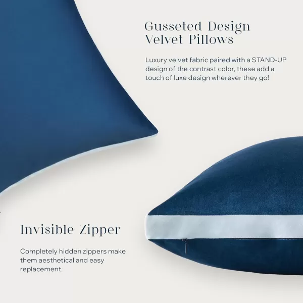 Phantoscope Pack of 2 Velvet Decorative Throw Pillow Covers DoubleSided Tassel Trimmed Design Soft Luxury Velvet Pillows Square Cushion Case for Couch Sofa Bed Brown 18 x 18 inches 45 x 45 cmNavy