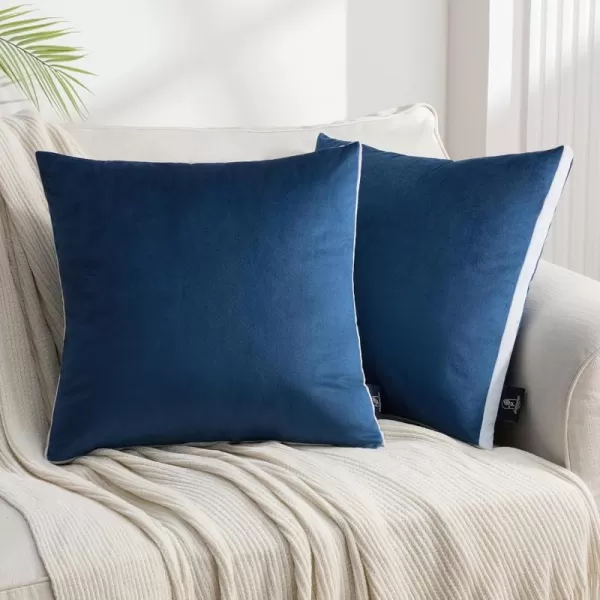 Phantoscope Pack of 2 Velvet Decorative Throw Pillow Covers DoubleSided Tassel Trimmed Design Soft Luxury Velvet Pillows Square Cushion Case for Couch Sofa Bed Brown 18 x 18 inches 45 x 45 cmNavy