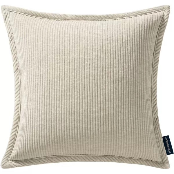 Phantoscope Pack of 2 Corduroy Decorative Pillow Covers Soft Corduroy Velvet Solid Square Cushion Case for Couch Beige 18 x 18 inches 45 x 45 cmBeige