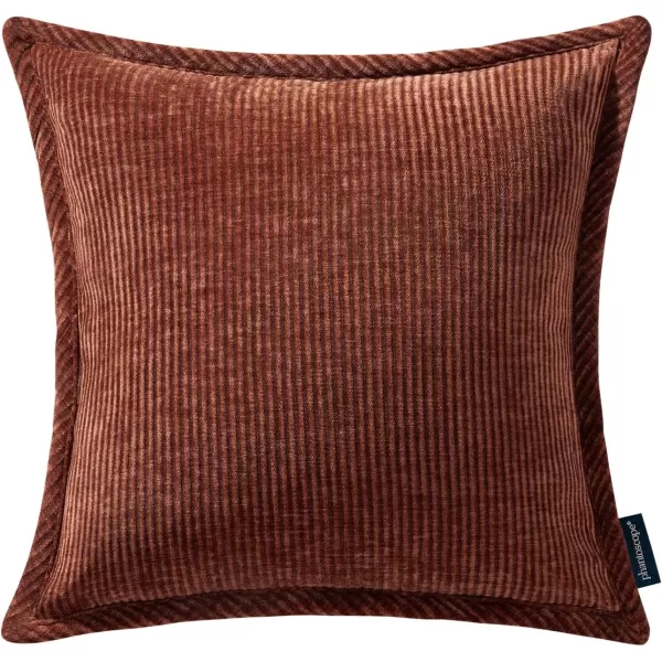 Phantoscope Pack of 2 Corduroy Decorative Pillow Covers Soft Corduroy Velvet Solid Square Cushion Case for Couch Beige 18 x 18 inches 45 x 45 cmBrick Red