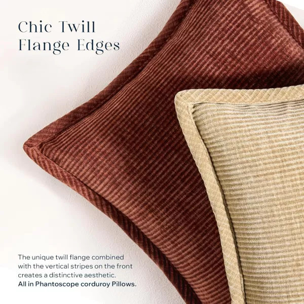 Phantoscope Pack of 2 Corduroy Decorative Pillow Covers Soft Corduroy Velvet Solid Square Cushion Case for Couch Beige 18 x 18 inches 45 x 45 cmBrick Red
