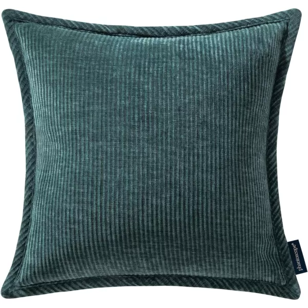 Phantoscope Pack of 2 Corduroy Decorative Pillow Covers Soft Corduroy Velvet Solid Square Cushion Case for Couch Beige 18 x 18 inches 45 x 45 cmLake Blue