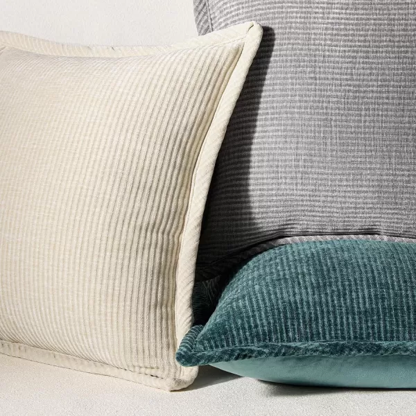 Phantoscope Pack of 2 Corduroy Decorative Pillow Covers Soft Corduroy Velvet Solid Square Cushion Case for Couch Beige 18 x 18 inches 45 x 45 cmLight Gray