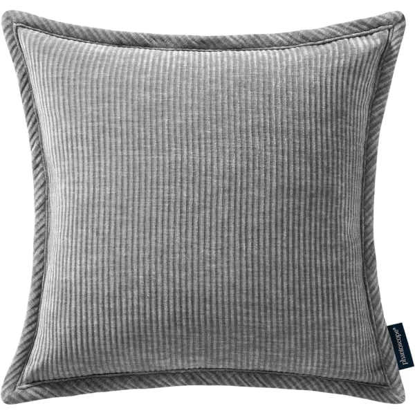 Phantoscope Pack of 2 Corduroy Decorative Pillow Covers Soft Corduroy Velvet Solid Square Cushion Case for Couch Beige 18 x 18 inches 45 x 45 cmLight Gray