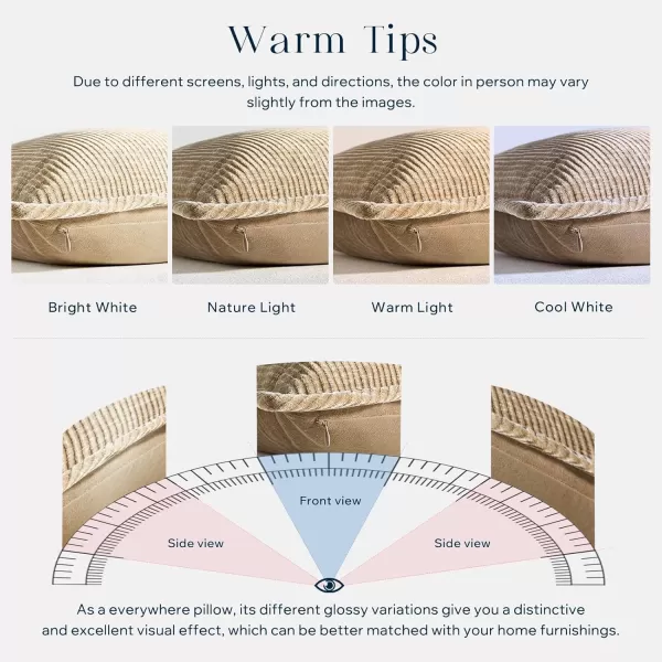 Phantoscope Pack of 2 Corduroy Decorative Pillow Covers Soft Corduroy Velvet Solid Square Cushion Case for Couch Beige 18 x 18 inches 45 x 45 cmLight Brown
