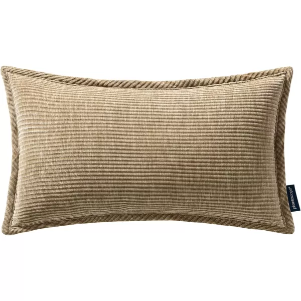 Phantoscope Pack of 2 Corduroy Decorative Pillow Covers Soft Corduroy Velvet Solid Square Cushion Case for Couch Beige 18 x 18 inches 45 x 45 cmLight Brown