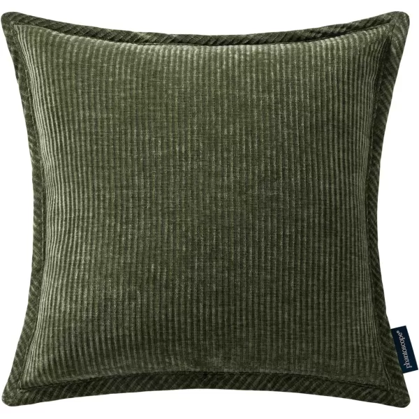 Phantoscope Pack of 2 Corduroy Decorative Pillow Covers Soft Corduroy Velvet Solid Square Cushion Case for Couch Beige 18 x 18 inches 45 x 45 cmOlive Green