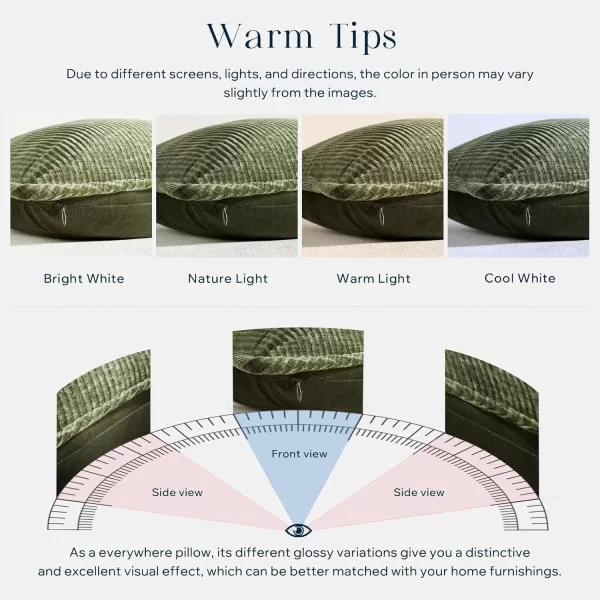 Phantoscope Pack of 2 Corduroy Decorative Pillow Covers Soft Corduroy Velvet Solid Square Cushion Case for Couch Beige 18 x 18 inches 45 x 45 cmOlive Green