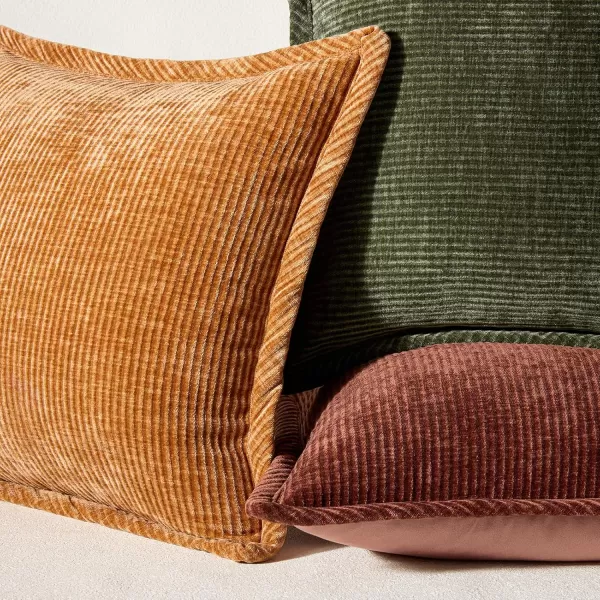 Phantoscope Pack of 2 Corduroy Decorative Pillow Covers Soft Corduroy Velvet Solid Square Cushion Case for Couch Beige 18 x 18 inches 45 x 45 cmOrange