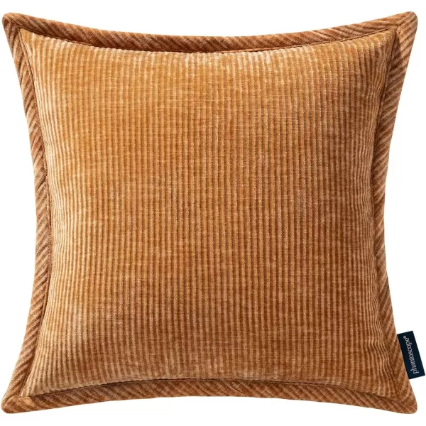 Phantoscope Pack of 2 Corduroy Decorative Pillow Covers Soft Corduroy Velvet Solid Square Cushion Case for Couch Beige 18 x 18 inches 45 x 45 cmOrange