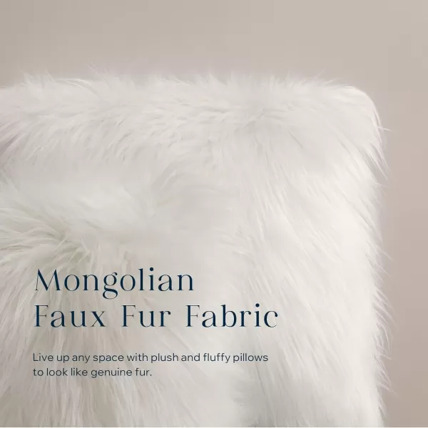 imagePhantoscope Faux Fur Solid Decorative Pillow Cover Fluffy Throw Pillow Mongolian Luxury Fuzzy Pillow Case Cushion Cover for Bedroom and CouchTrue White 18 x 18 InchesOffwhite