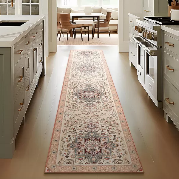 imagePhantoscope Hallway Runner Rug 2x6 Boho Washable NonSlip Kitchen Rug Runner with Rubber Backing UltraThin Classic Floral Painting Carpet Runner for Entryway Laundry Bathroom BlueIvoryLilacPinkIvoryGray