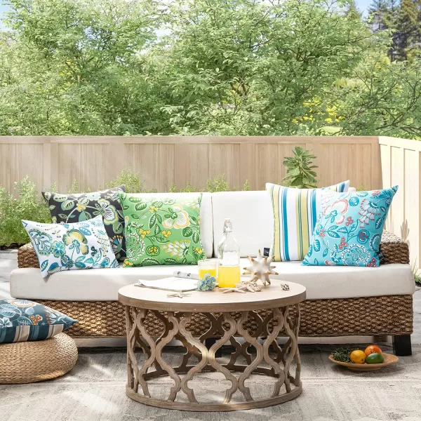 imagePhantoscope Pack of 2 Outdoor Indoor Throw Decorative Pillow Cover Floral Waterproof Patio Pillows Cushion Case for Couch Tent Park Off White 18 x 18 InchesTurquoise