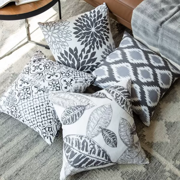 imagePhantoscope Set of 4 New Living Series Halloween Velvet Pillows Leaf Geometric Throw Decorative Fall Velvet Pillow Cover Cushion Cover Orange and Black 18 x 18 inches 45 x 45 cmGray
