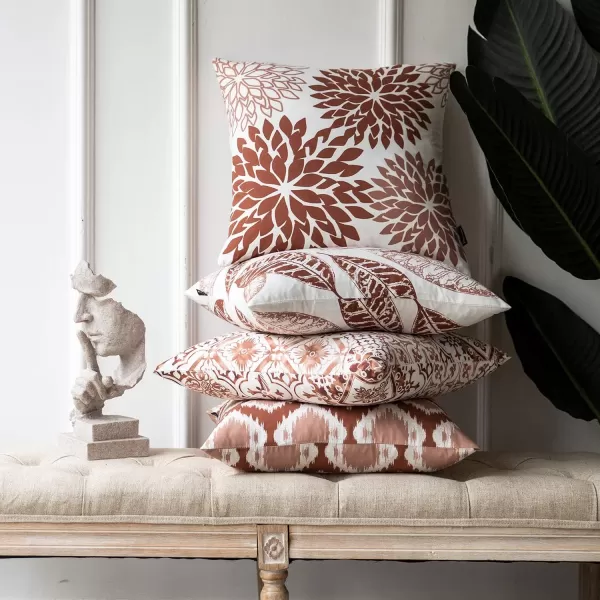 imagePhantoscope Set of 4 New Living Series Halloween Velvet Pillows Leaf Geometric Throw Decorative Fall Velvet Pillow Cover Cushion Cover Orange and Black 18 x 18 inches 45 x 45 cmCaramel