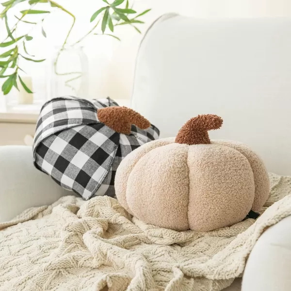 imagePhantoscope Teddy Fleece Pumpkin Throw Pillows Happy Halloween Sherpa Fall Decorative Pumpkin Shaped Pillow Cute 3D Shaped Cushion OffWhite 6 x 12 inchesOff  White