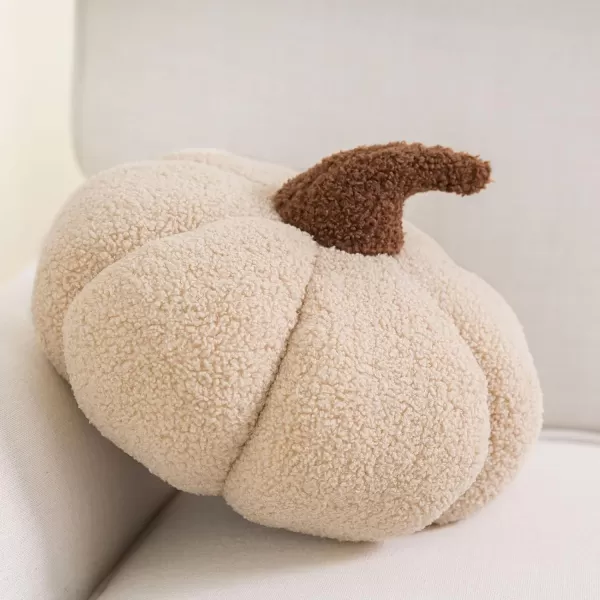 imagePhantoscope Teddy Fleece Pumpkin Throw Pillows Happy Halloween Sherpa Fall Decorative Pumpkin Shaped Pillow Cute 3D Shaped Cushion OffWhite 6 x 12 inchesOff  White