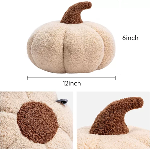 imagePhantoscope Teddy Fleece Pumpkin Throw Pillows Happy Halloween Sherpa Fall Decorative Pumpkin Shaped Pillow Cute 3D Shaped Cushion OffWhite 6 x 12 inchesOff  White