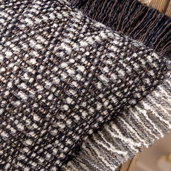 imagePhantoscope Decorative Boho Throw Pillow with Pillow Insert Included Hand Woven Textured Pillow Cover with Fringe Trim Modern Farmhouse Square Cushion Pillow Black 18 x 18 InchesBlack
