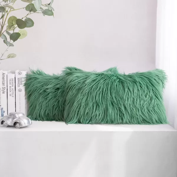 imagePhantoscope Pack of 2 Christmas Faux Fur Throw Pillow Covers Cushion Covers Luxury Soft Decorative Pillowcase Fuzzy Pillow Covers for BedCouch Deep Green 18 x 18 InchesGreen
