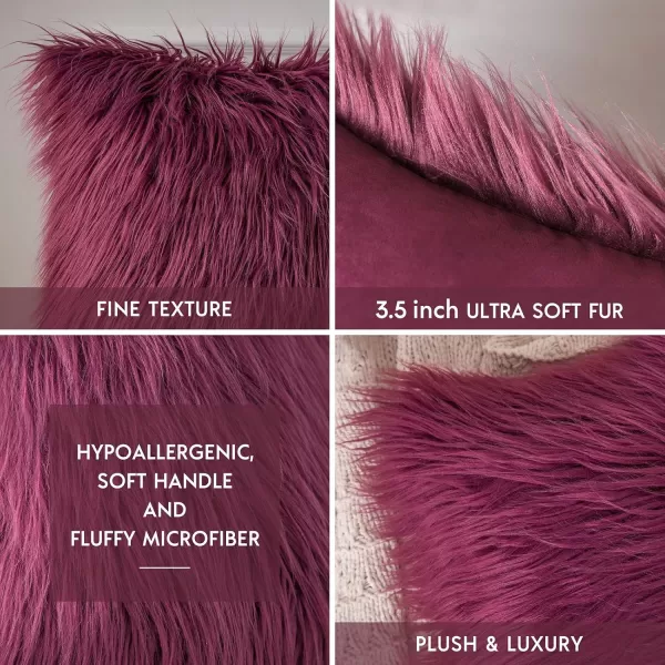imagePhantoscope Pack of 2 Christmas Faux Fur Throw Pillow Covers Cushion Covers Luxury Soft Decorative Pillowcase Fuzzy Pillow Covers for BedCouch Deep Green 18 x 18 InchesPurple