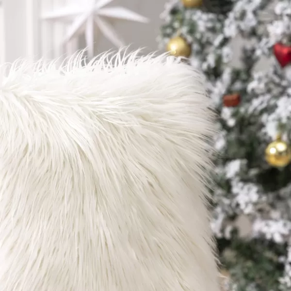 imagePhantoscope Pack of 2 Christmas Faux Fur Throw Pillow Covers Cushion Covers Luxury Soft Decorative Pillowcase Fuzzy Pillow Covers for BedCouch Deep Green 18 x 18 InchesCream White