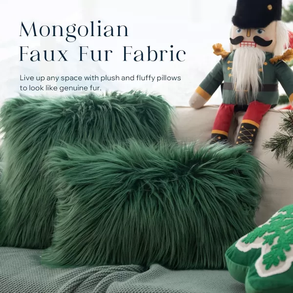 imagePhantoscope Pack of 2 Christmas Faux Fur Throw Pillow Covers Cushion Covers Luxury Soft Decorative Pillowcase Fuzzy Pillow Covers for BedCouch Deep Green 18 x 18 InchesDeep Green