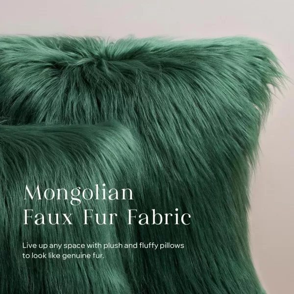 imagePhantoscope Pack of 2 Christmas Faux Fur Throw Pillow Covers Cushion Covers Luxury Soft Decorative Pillowcase Fuzzy Pillow Covers for BedCouch Deep Green 18 x 18 InchesDeep Green