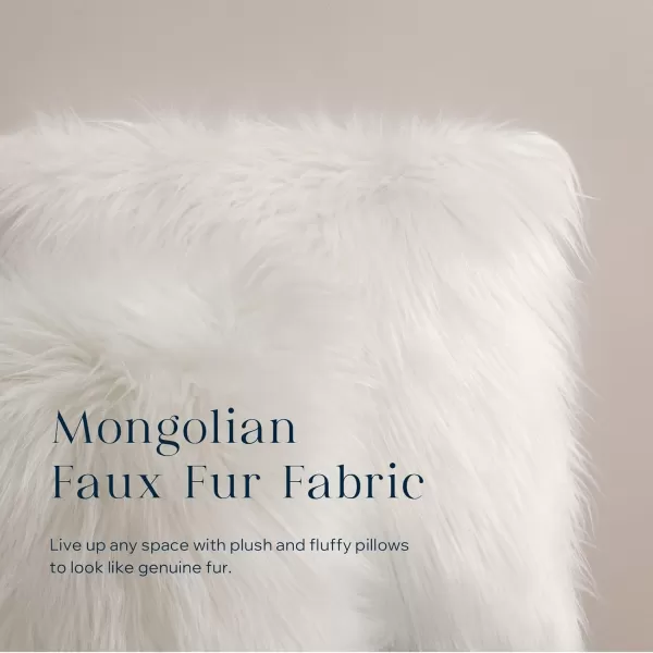 imagePhantoscope Pack of 2 Christmas Faux Fur Throw Pillow Covers Cushion Covers Luxury Soft Decorative Pillowcase Fuzzy Pillow Covers for BedCouch Deep Green 18 x 18 InchesCream White