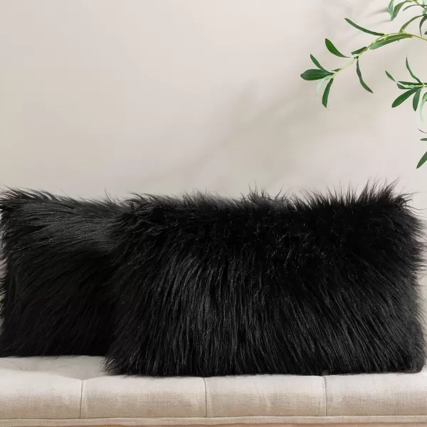 imagePhantoscope Pack of 2 Christmas Faux Fur Throw Pillow Covers Cushion Covers Luxury Soft Decorative Pillowcase Fuzzy Pillow Covers for BedCouch Deep Green 18 x 18 InchesBlack