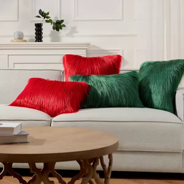 imagePhantoscope Pack of 2 Christmas Faux Fur Throw Pillow Covers Cushion Covers Luxury Soft Decorative Pillowcase Fuzzy Pillow Covers for BedCouch Deep Green 18 x 18 InchesDeep Green
